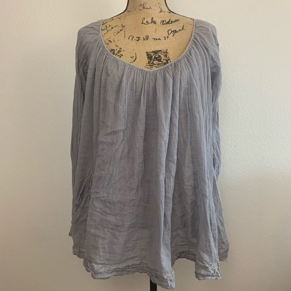 EUC Free People Gray Long Sleeve Peasant Dress